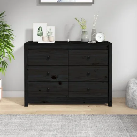 Armario auxiliar madera maciza de pino negro 100x40x72 cm de vidaXL, Aparadores - Ref: Foro24-821768, Precio: 170,07 €, Descu...