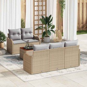 Conjunto de sofás de jardín 6 pcs Beige ratán sintético en Sofás de exterior | Comprar online en Foru.es