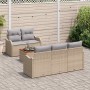 Conjunto de sofás de jardín 6 pcs Beige ratán sintético en Sofás de exterior | Comprar online en Foru.es