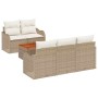 Conjunto de sofá de jardín 6 pcs Beige Poliratán en Sofás de exterior | Comprar online en Foru.es