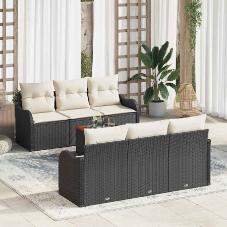 Conjunto de sofás de jardín 7 pcs Negro ratán sintético en Sofás de exterior | Comprar online en Foru.es