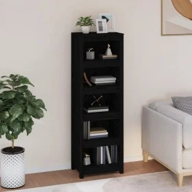 Estantería madera maciza de pino negra 50x35x154 cm de vidaXL, Librerías y estanterías - Ref: Foro24-821718, Precio: 133,49 €...