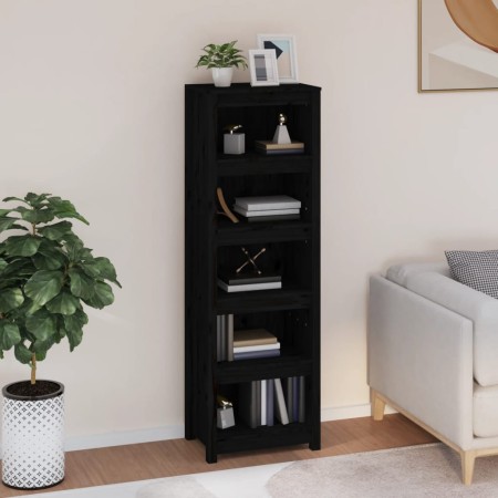 Estantería madera maciza de pino negra 50x35x154 cm de vidaXL, Librerías y estanterías - Ref: Foro24-821718, Precio: 135,23 €...