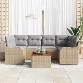 Conjunto de sofás de jardín 7 pcs Beige ratán sintético en Sofás de exterior | Comprar online en Foru.es