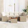 Conjunto de sofá de jardín 7 pcs Beige Poliratán en Sofás de exterior | Comprar online en Foru.es