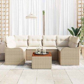 Conjunto de sofá de jardín 7 pcs Beige Poliratán en Sofás de exterior | Comprar online en Foru.es