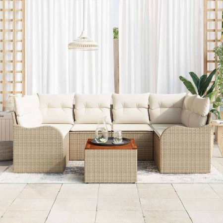 Conjunto de sofá de jardín 7 pcs Beige Poliratán en Sofás de exterior | Comprar online en Foru.es