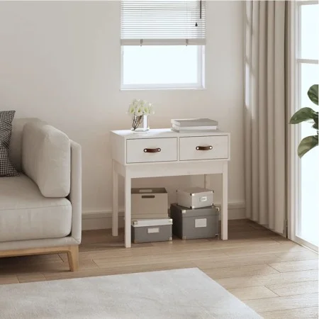 Mesa consola de madera maciza de pino blanco 76,5x40x75 cm de vidaXL, Mesas auxiliares - Ref: Foro24-821750, Precio: 80,57 €,...