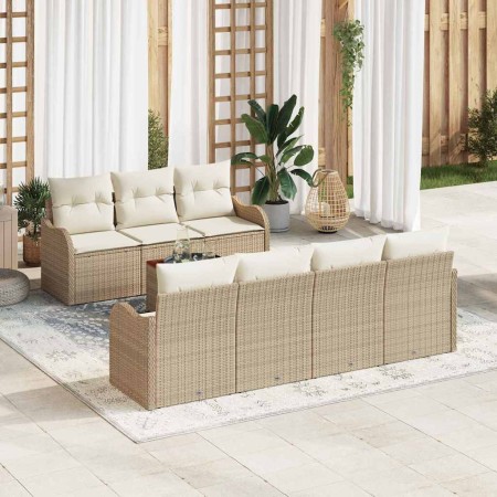 Conjunto de sofás de jardín 8 pcs Beige ratán sintético en Sofás de exterior | Comprar online en Foru.es