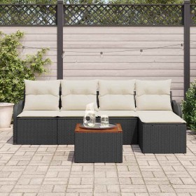 Conjunto de sofá de jardín 6 pcs Negro Poliratán en Sofás de exterior | Comprar online en Foru.es