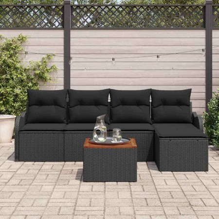 Conjunto de sofás de jardín 6 pcs Negro ratán sintético en Sofás de exterior | Comprar online en Foru.es