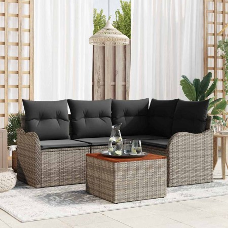 Conjunto de sofás de jardín 5 pcs Gris ratán sintético en Sofás de exterior | Comprar online en Foru.es