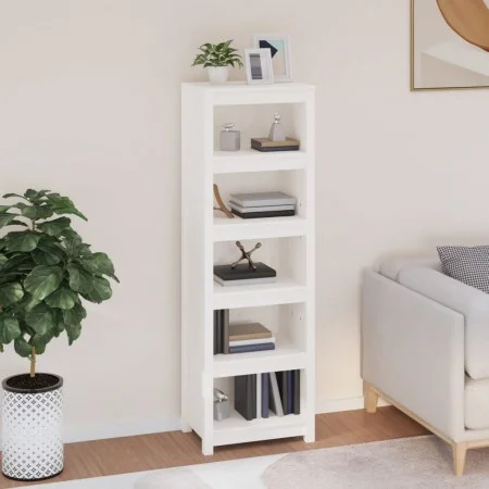 Estantería madera maciza de pino blanca 50x35x154 cm de vidaXL, Librerías y estanterías - Ref: Foro24-821715, Precio: 109,93 ...