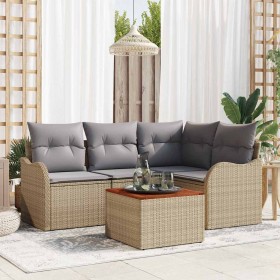 Conjunto de sofá de jardín 5 pcs Beige Poliratán en Sofás de exterior | Comprar online en Foru.es