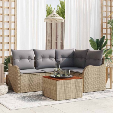 Conjunto de sofá de jardín 5 pcs Beige Poliratán en Sofás de exterior | Comprar online en Foru.es