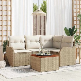 Conjunto de sofás de jardín 5 pcs Beige ratán sintético en Sofás de exterior | Comprar online en Foru.es