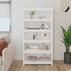Estantería madera maciza de pino blanca 80x35x154 cm de vidaXL, Librerías y estanterías - Ref: Foro24-821690, Precio: 138,47 ...
