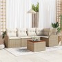 Conjunto de sofás de jardín 6 pcs Beige ratán sintético en Sofás de exterior | Comprar online en Foru.es