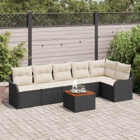 Conjunto de sofás de jardín 7 pcs Negro ratán sintético en Sofás de exterior | Comprar online en Foru.es