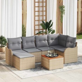 Conjunto de sofá de jardín 7 pcs Beige Poliratán en Sofás de exterior | Comprar online en Foru.es