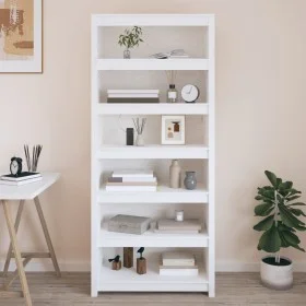 Estantería madera maciza de pino blanca 80x35x183 cm de vidaXL, Librerías y estanterías - Ref: Foro24-821695, Precio: 208,40 ...