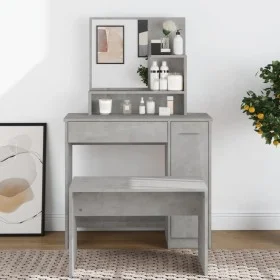 Betongrauer Schminktisch mit Spiegel 86,5x35x136 cm von vidaXL, Schlafzimmerkommoden - Ref: Foro24-802961, Preis: 80,84 €, Ra...