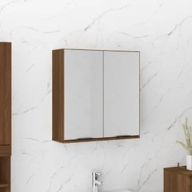 Armario de baño con espejo color roble marrón 64x20x67 cm de vidaXL, Tocadores de baño - Ref: Foro24-817068, Precio: 73,89 €,...