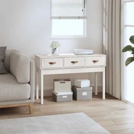 Mesa consola de madera maciza de pino blanco 114x40x75 cm de vidaXL, Mesas auxiliares - Ref: Foro24-821755, Precio: 113,18 €,...