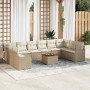 Conjunto de sofá de jardín 11 pcs Beige Poliratán en Sofás de exterior | Comprar online en Foru.es