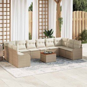 Conjunto de sofá de jardín 11 pcs Beige Poliratán en Sofás de exterior | Comprar online en Foru.es