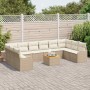 Conjunto de sofá de jardín 11 pcs Beige Poliratán en Sofás de exterior | Comprar online en Foru.es