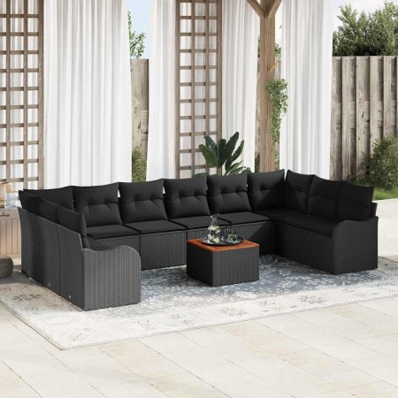 Conjunto de sofás de jardín 11 pcs Negro ratán sintético en Sofás de exterior | Comprar online en Foru.es