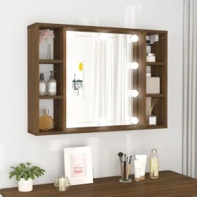 Mueble con espejo y LED color roble marrón 76x15x55 cm de vidaXL, Armarios y almacenamiento - Ref: Foro24-820447, Precio: 55,...