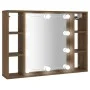 Mueble con espejo y LED color roble marrón 76x15x55 cm de vidaXL, Armarios y almacenamiento - Ref: Foro24-820447, Precio: 55,...