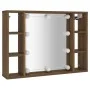 Mueble con espejo y LED color roble marrón 76x15x55 cm de vidaXL, Armarios y almacenamiento - Ref: Foro24-820447, Precio: 55,...