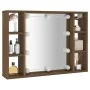 Mueble con espejo y LED color roble marrón 76x15x55 cm de vidaXL, Armarios y almacenamiento - Ref: Foro24-820447, Precio: 55,...