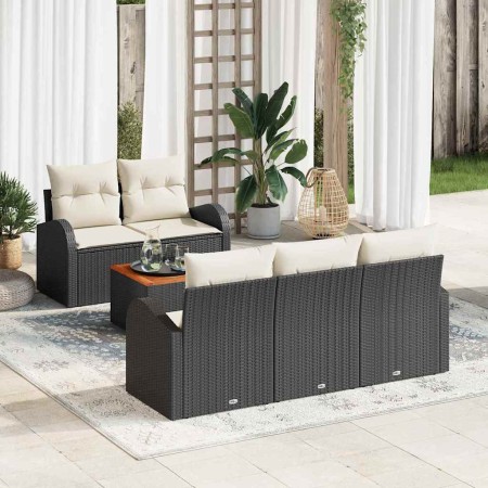 Conjunto de sofás de jardín 6 pcs Negro ratán sintético en Sofás de exterior | Comprar online en Foru.es