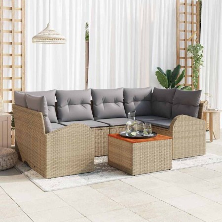Conjunto de sofá de jardín 7 pcs Beige Poliratán en Sofás de exterior | Comprar online en Foru.es