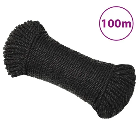 Black polypropylene work rope 8 mm 100 m by vidaXL, Ropes and metal cords - Ref: Foro24-153008, Price: 23,64 €, Discount: %
