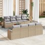 Conjunto de sofás de jardín 9 pcs Beige ratán sintético en Sofás de exterior | Comprar online en Foru.es