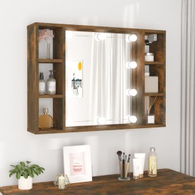 Mueble con espejo y LED color roble ahumado 76x15x55 cm de vidaXL, Armarios y almacenamiento - Ref: Foro24-820445, Precio: 67...
