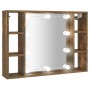 Mueble con espejo y LED color roble ahumado 76x15x55 cm de vidaXL, Armarios y almacenamiento - Ref: Foro24-820445, Precio: 67...