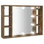 Mueble con espejo y LED color roble ahumado 76x15x55 cm de vidaXL, Armarios y almacenamiento - Ref: Foro24-820445, Precio: 65...