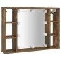 Mueble con espejo y LED color roble ahumado 76x15x55 cm de vidaXL, Armarios y almacenamiento - Ref: Foro24-820445, Precio: 67...