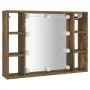 Mueble con espejo y LED color roble ahumado 76x15x55 cm de vidaXL, Armarios y almacenamiento - Ref: Foro24-820445, Precio: 65...