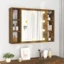 Mueble con espejo y LED color roble ahumado 76x15x55 cm de vidaXL, Armarios y almacenamiento - Ref: Foro24-820445, Precio: 65...