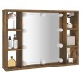 Mueble con espejo y LED color roble ahumado 76x15x55 cm de vidaXL, Armarios y almacenamiento - Ref: Foro24-820445, Precio: 67...
