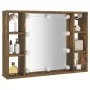 Mueble con espejo y LED color roble ahumado 76x15x55 cm de vidaXL, Armarios y almacenamiento - Ref: Foro24-820445, Precio: 65...