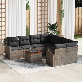 Conjunto de sofá de jardín 9 pcs Gris Poliratán en Sofás de exterior | Comprar online en Foru.es