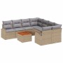 Conjunto de sofá de jardín 9 pcs Beige Poliratán en Sofás de exterior | Comprar online en Foru.es